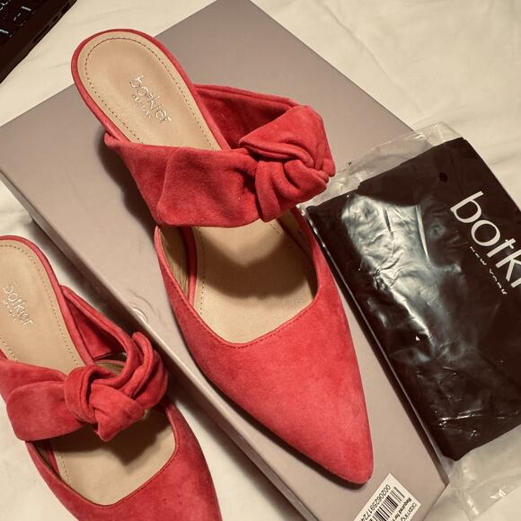 New Botkier dress shoes size 6.5 Pina pink suede kitten heel bow mules heels - Picture 3 of 7